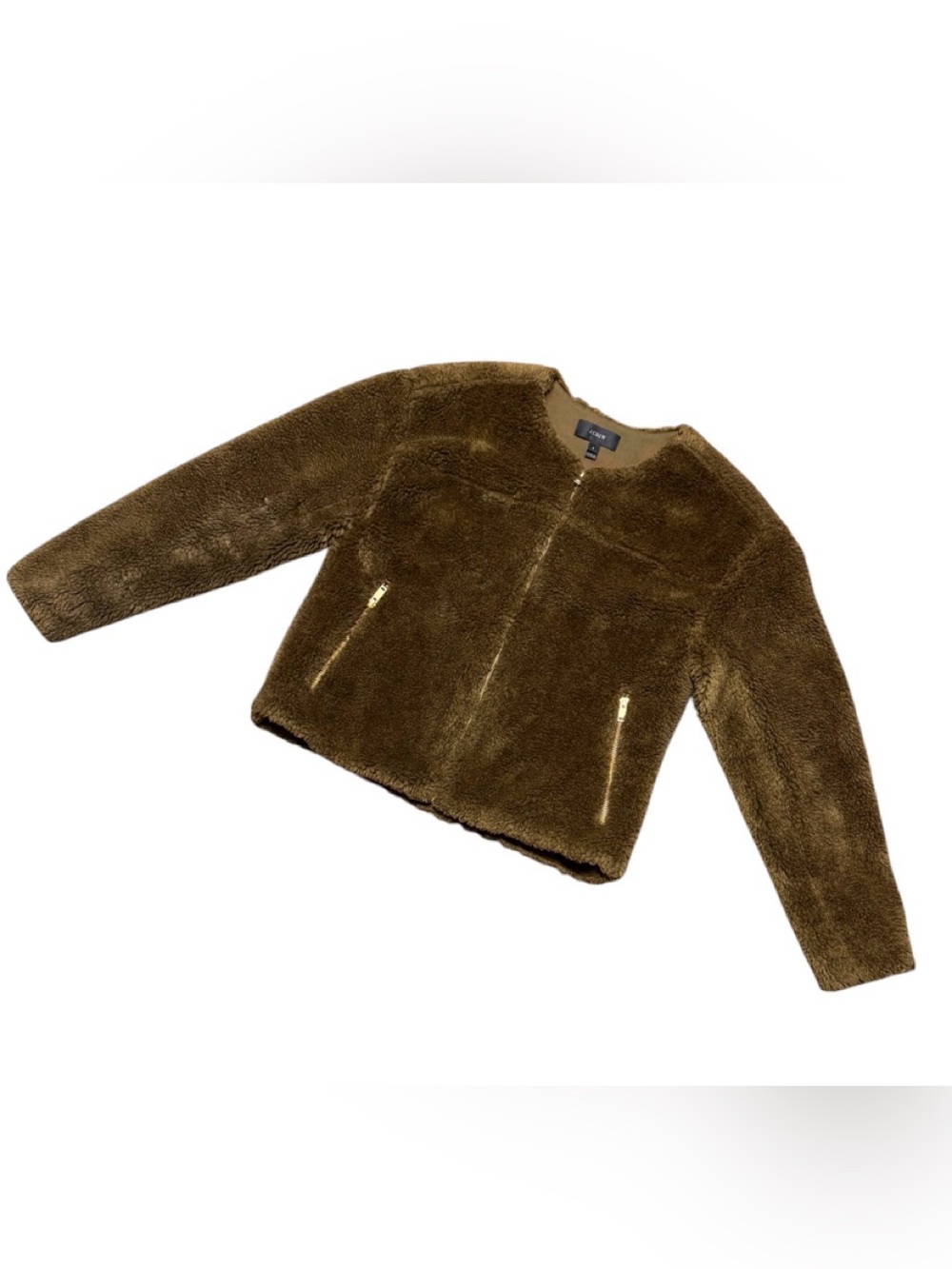 J. Crew Cropped Fleece Teddy Jacket Faux Fur Casual Trendy Cozy. Sz 8. EUC! - Picture 4 of 15